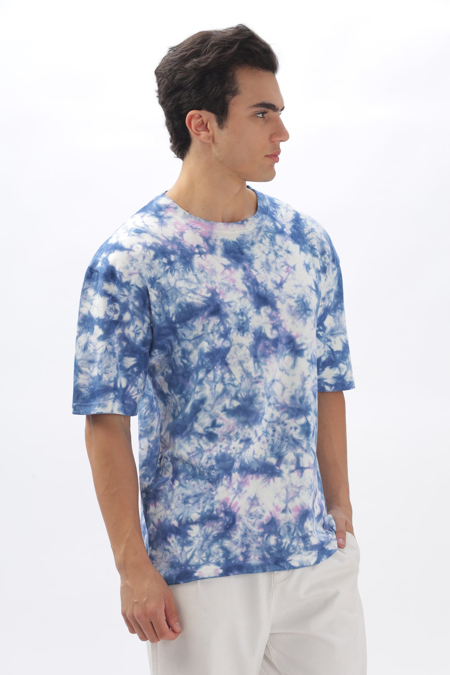 Fresh Blue Oversized Tie-Dye T-Shirt – 100% Cotton, 240 GSM (BULK ONLY)