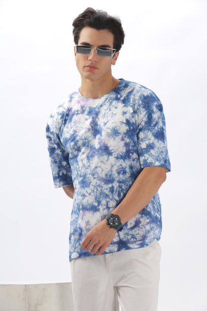 Fresh Blue Oversized Tie-Dye T-Shirt – 100% Cotton, 240 GSM (BULK ONLY)