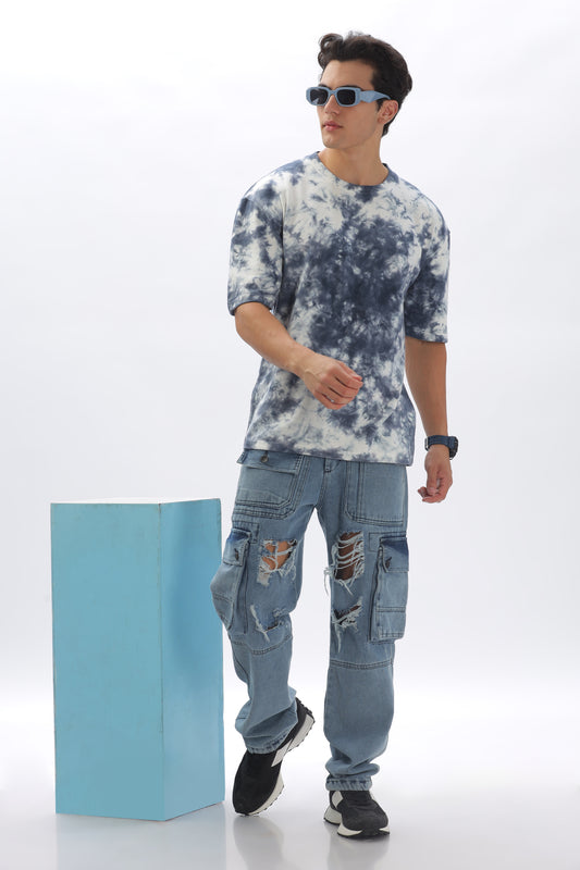 Grey Smoke Oversized Tie-Dye T-Shirt – 100% Cotton, 240 GSM (BULK ONLY)