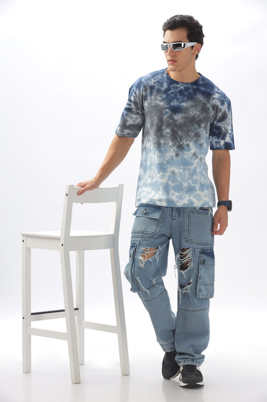 Liquid fall Oversized Tie-Dye T-Shirt – 100% Cotton, 240 GSM (BULK ONLY)