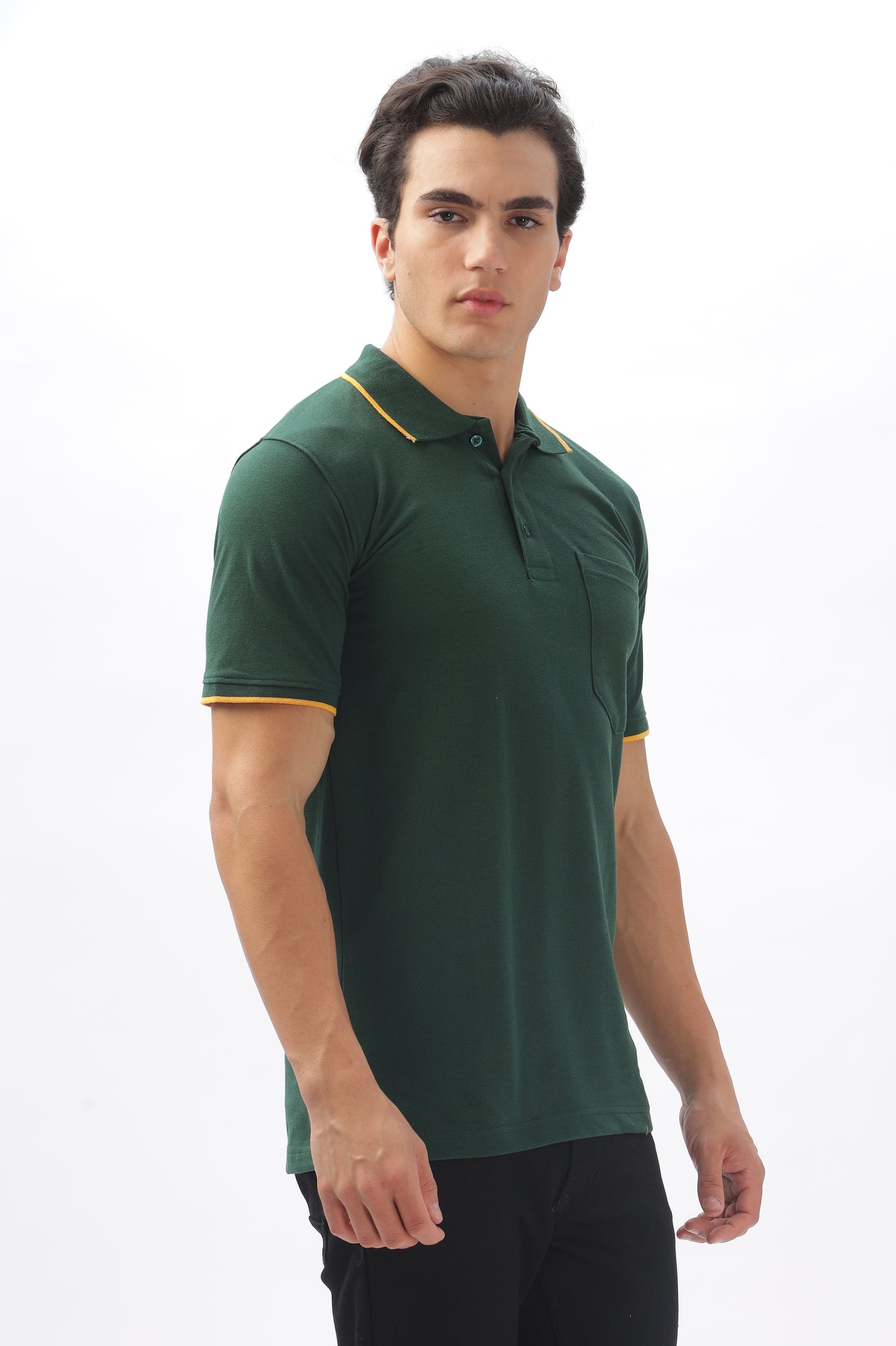 Mint green Plain Collar T-Shirt – Pique Fabric (65% Cotton, 35% Polyester), 220 GSM.