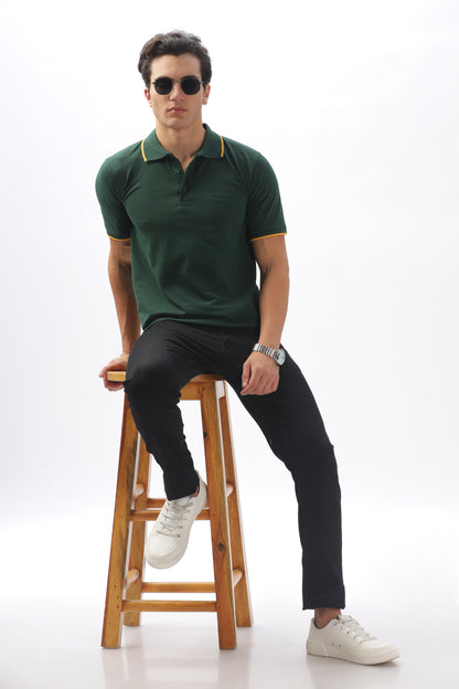 Mint green Plain Collar T-Shirt – Pique Fabric (65% Cotton, 35% Polyester), 220 GSM.