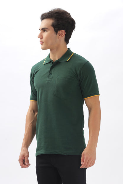 Mint green Plain Collar T-Shirt – Pique Fabric (65% Cotton, 35% Polyester), 220 GSM.